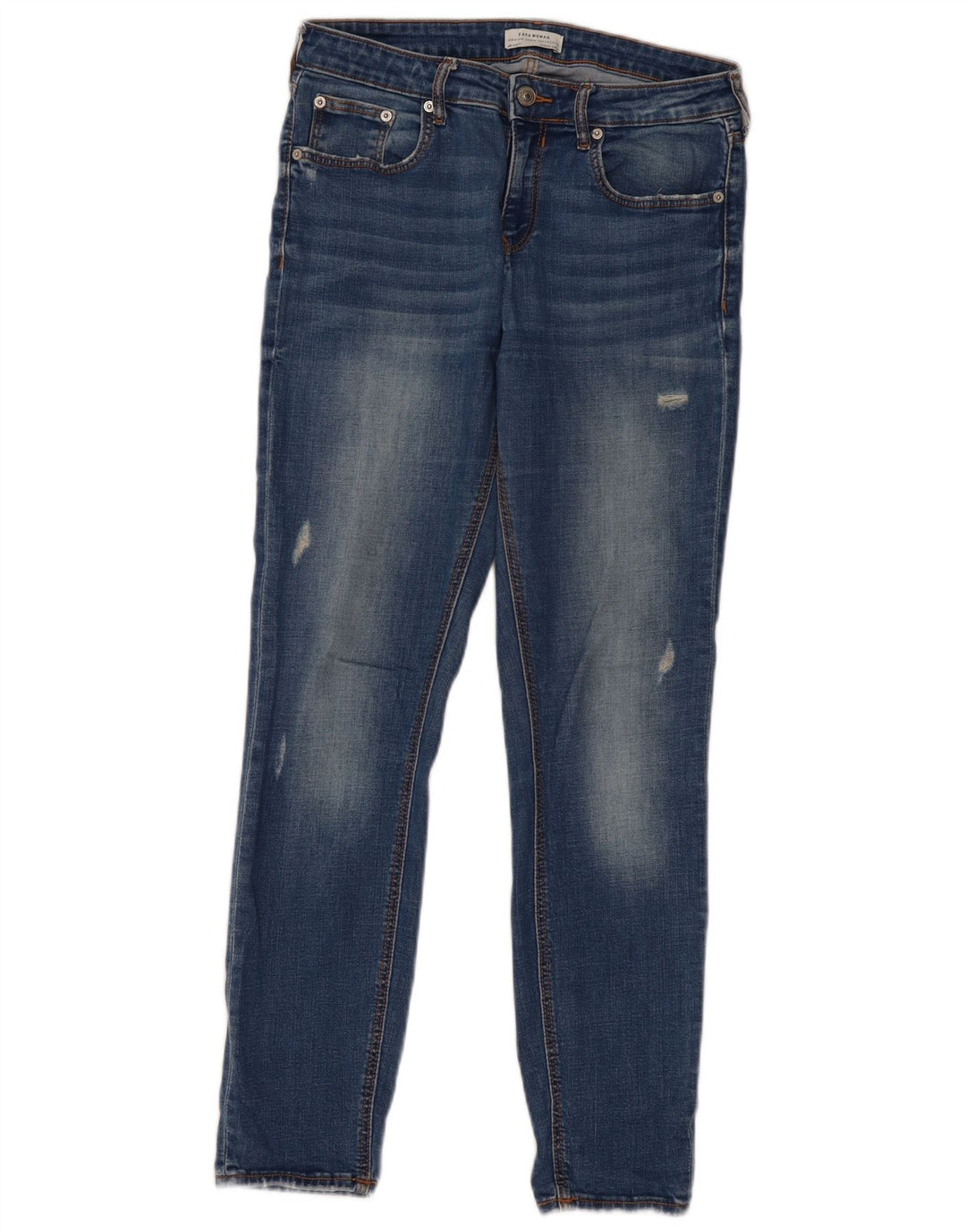 ZARA Damen Distressed Slim Jeans EU 38 Small W28 L28 Blau