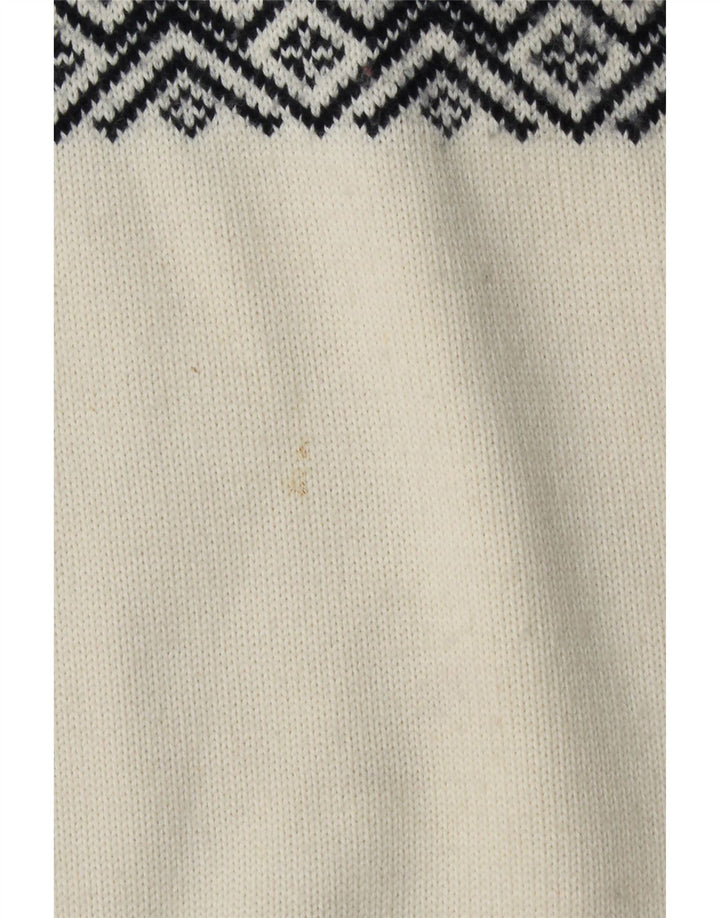 KAMA Herren-Pullover mit Reißverschluss am Hals, mittelweiße Fair-Isle-Wolle