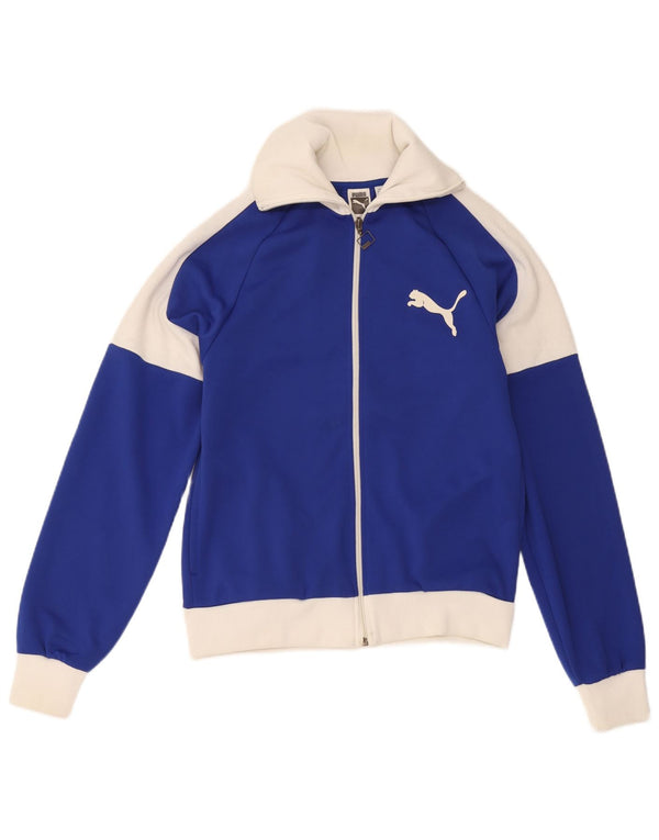 Puma Herren-Trainingsanzug mit grafischem Oberteil, klein, blau, Farbblock-Polyester