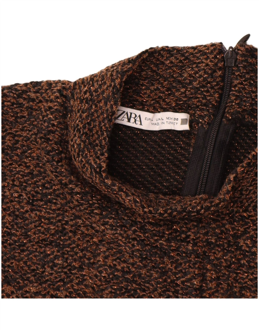 ZARA Damen Blusenoberteil UK 14 Large Braun Polyester