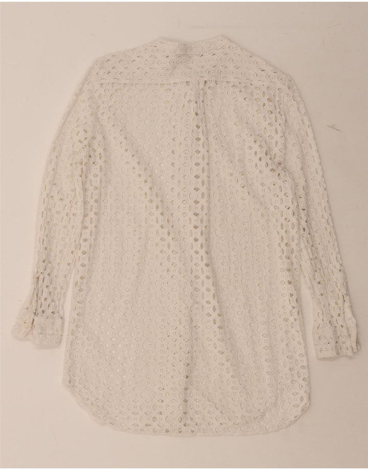 ZARA Womens See Through Shirt Blouse UK 10 Small White Vintage Zara and Second-Hand Zara from Messina Hembry 