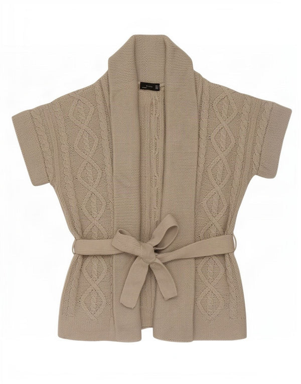 Zara Damen-Strickjacke mit kurzen Ärmeln, UK 14, Mittelgrau, Acryl
