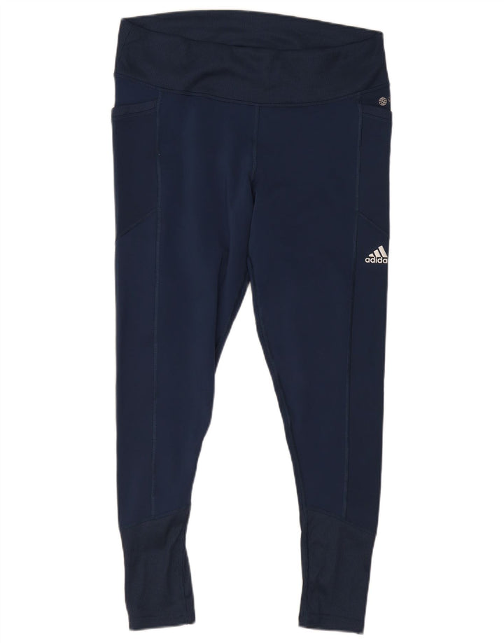 Adidas Damen Aeroready Leggings UK 16/18 Large Marineblau Polyester