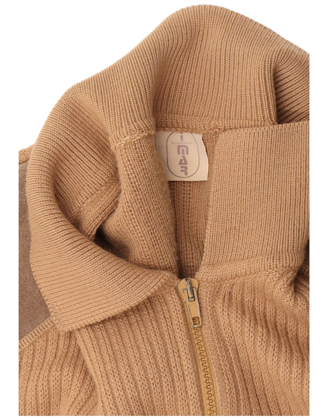 Vintage Damen Cardigan Pullover UK 12 Mittelbraun Farbblock