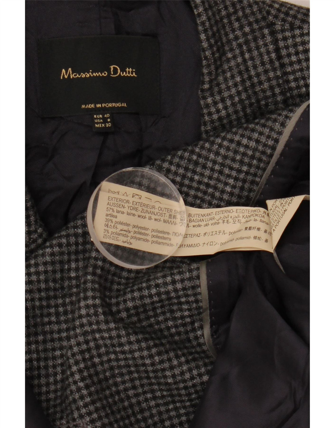 Massimo Dutti Damen Blazer Jacke EU 40 Mittelgrauer Hahnentritt