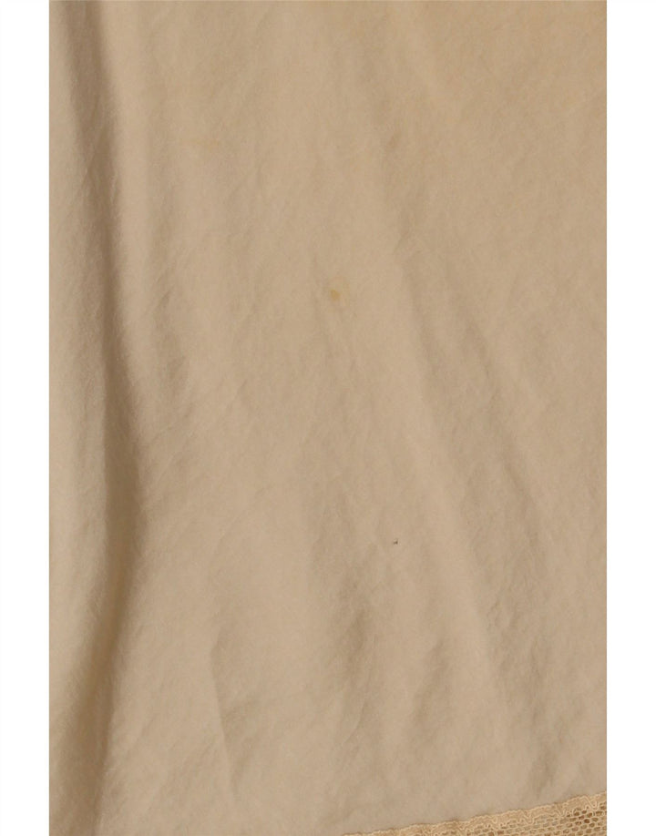 Vintage Damen Nachtwäsche Cami Top UK 12 Mittelbeige geblümte Seide
