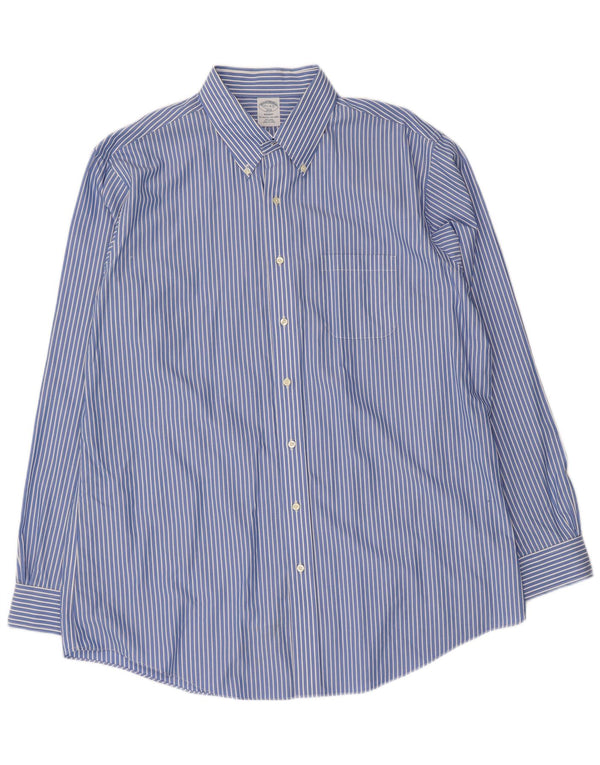 Brooks Brothers Herren-Regent-Hemd, Größe 17 1/2 XL, blau gestreift, Baumwolle