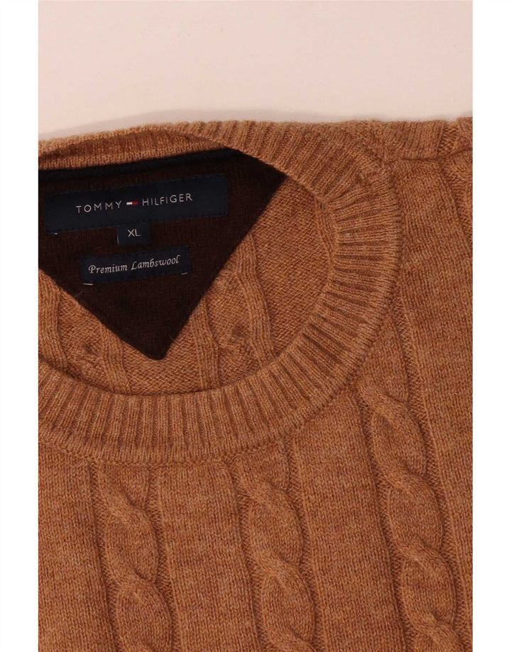Tommy Hilfiger Herren-Pullover mit Rundhalsausschnitt, XL, braune Lammwolle