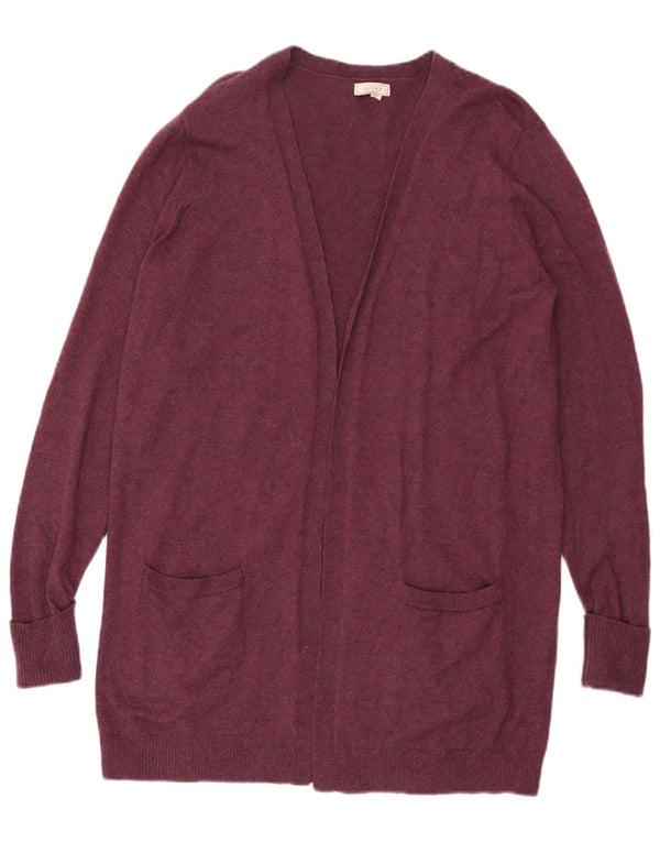 Fat Face Damen Longline Open Cardigan Pullover UK 14 Large Lila Wolle