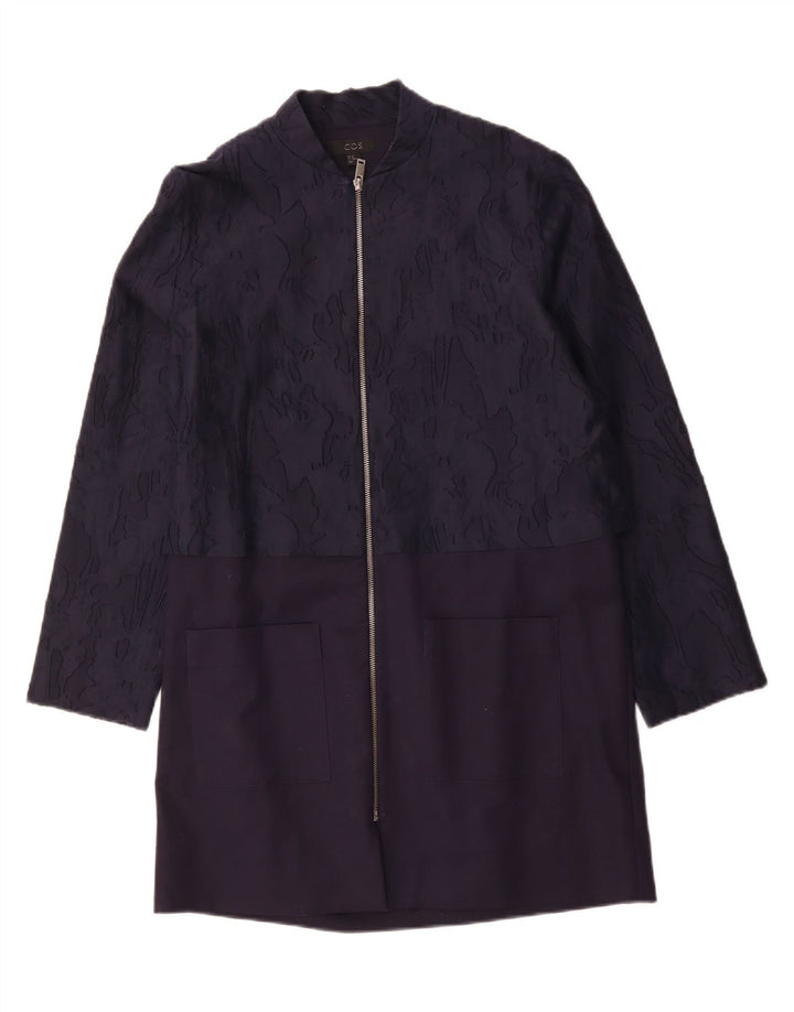 COS Damenmantel EU 40 Mittelmarineblaue Camouflage-Baumwolle