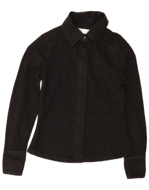 Zara Damen Jeanshemd UK 6 XS Schwarz Baumwolle