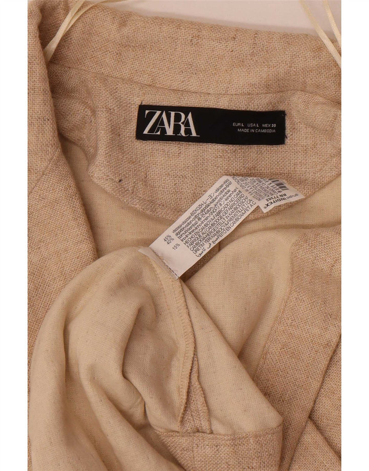Zara Damen Übergroßer Mantel UK 16 Large Beige Viskose