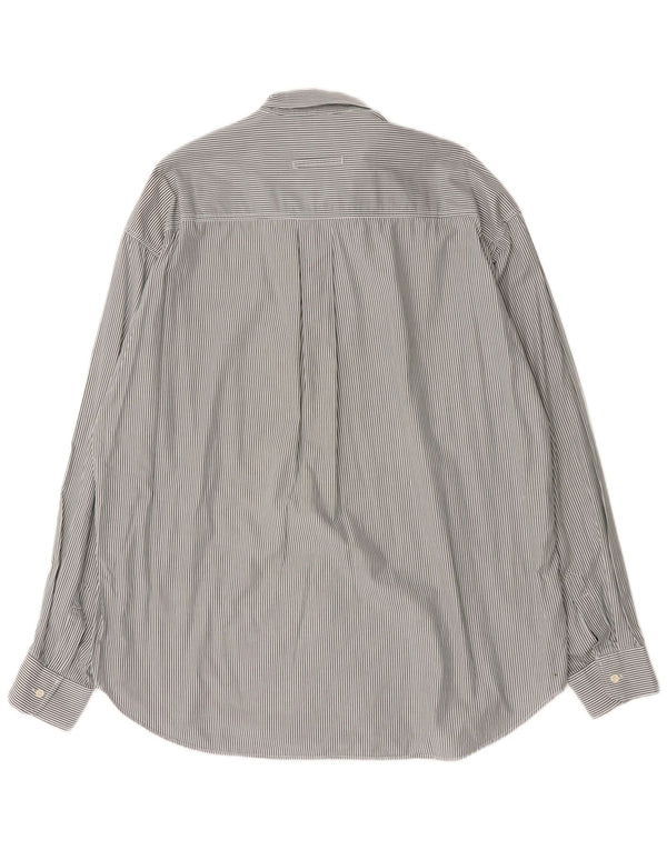 Trussardi Jeans Herrenhemd XL, grüne Nadelstreifen-Baumwolle
