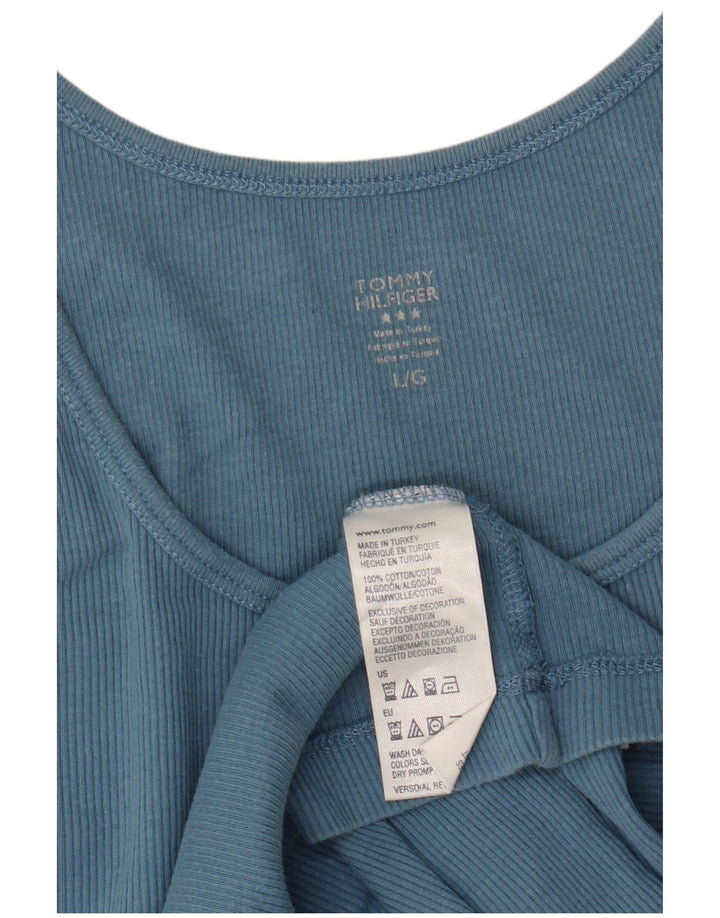 Tommy Hilfiger Damen Weste Top UK 14 Large Blaue Baumwolle