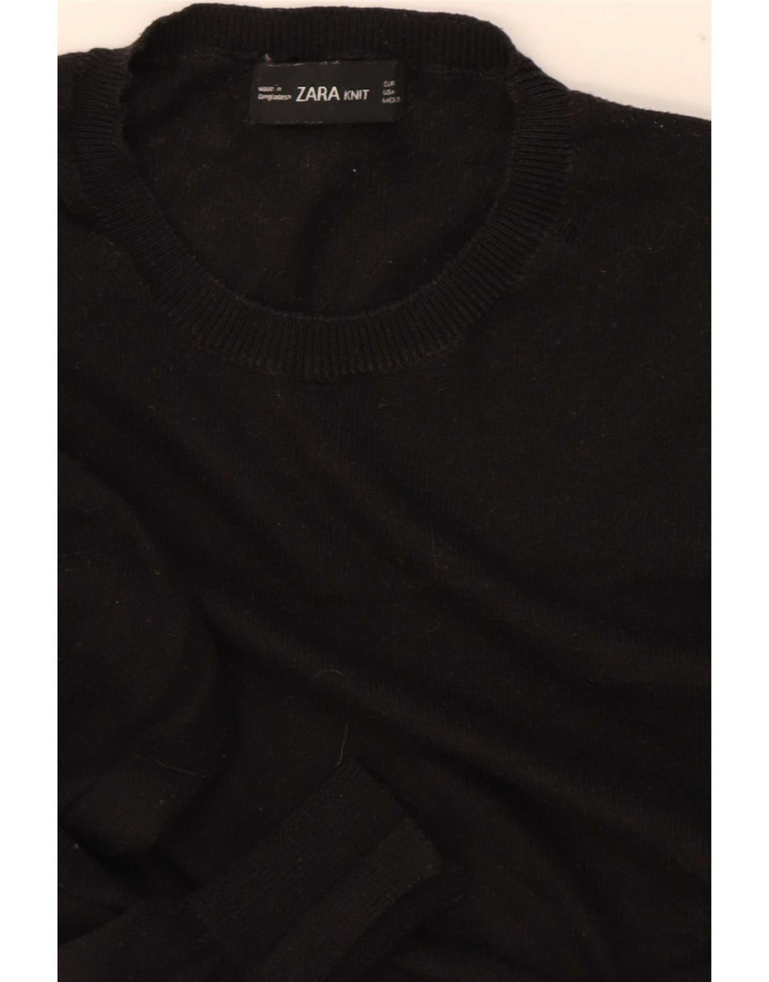 Zara Damen Crop Crew Neck Pullover Pullover UK 12 Medium Schwarz