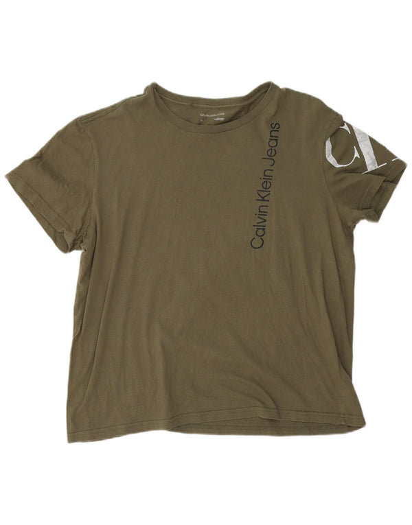 CALVIN KLEIN JEANS Herren T-Shirt mit Grafik, groß, Khaki, Baumwolle