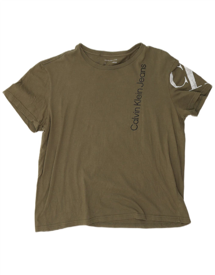CALVIN KLEIN JEANS Herren T-Shirt mit Grafik, groß, Khaki, Baumwolle