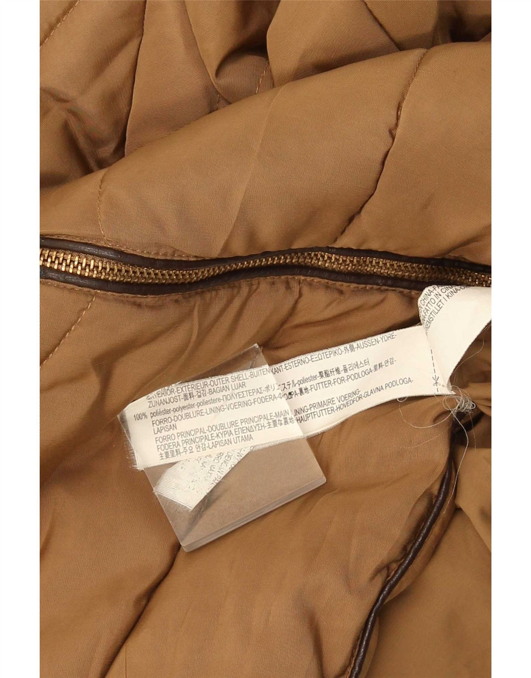 Zara Damen Wattierte Jacke UK 12 Mittelbraunes Polyester