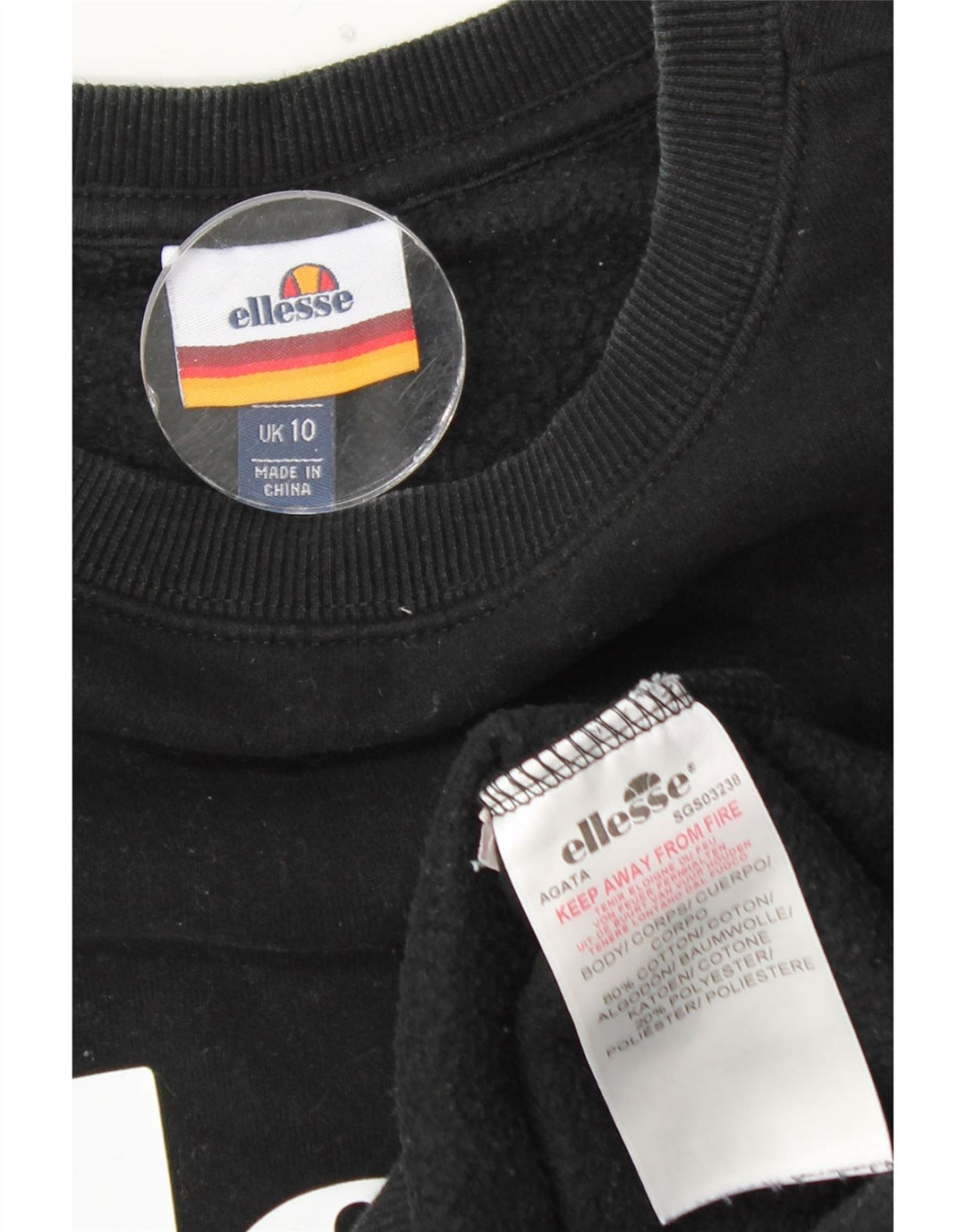 ELLESSE Übergroßer Grafik-Sweatshirtpullover für Damen, Gr. 10, Größe S, Schwarz