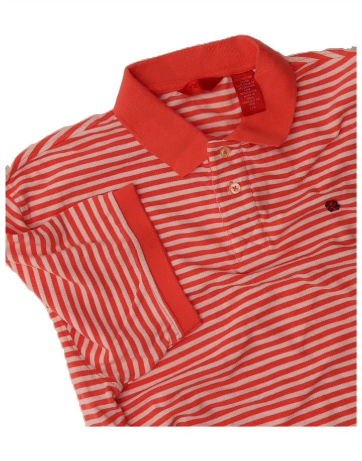 IZOD Mens Polo Shirt Large Pink Striped Cotton Vintage Izod and Second-Hand Izod from Messina Hembry 