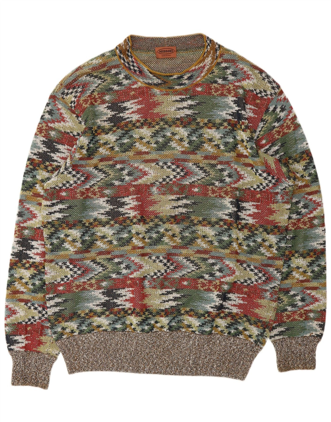 MISSONI Herren-Pullover mit Rundhalsausschnitt, Größe 54, XL, mehrfarbig, geometrisch