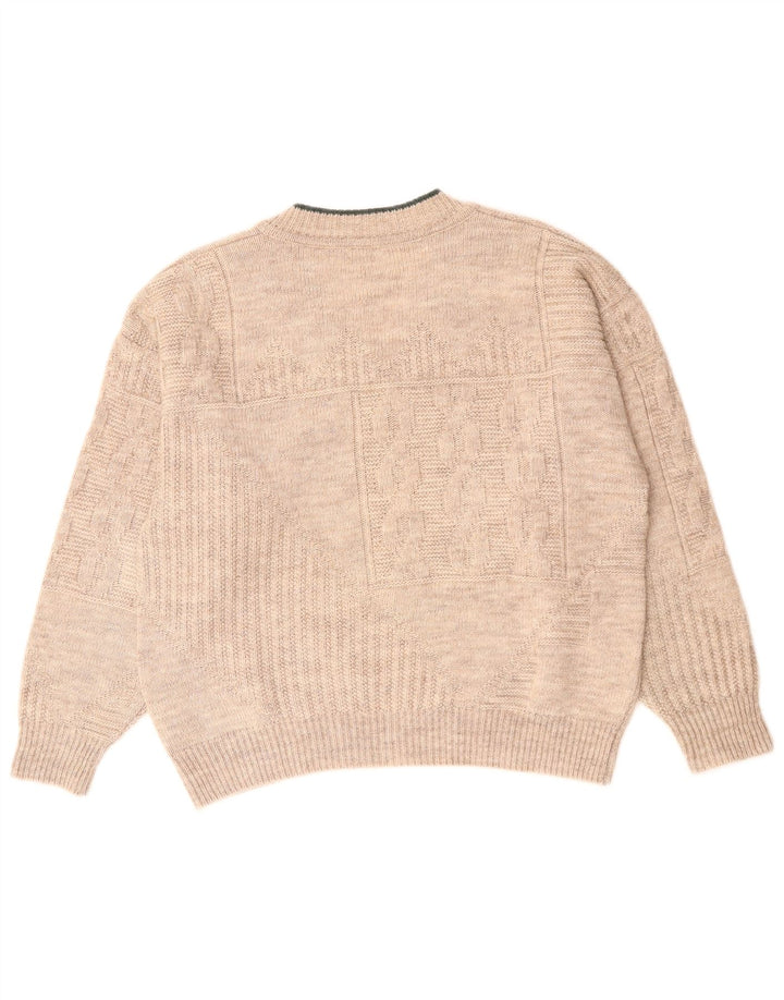 Vintage Damen V-Ausschnitt Pullover Pullover UK 18 XL Beige