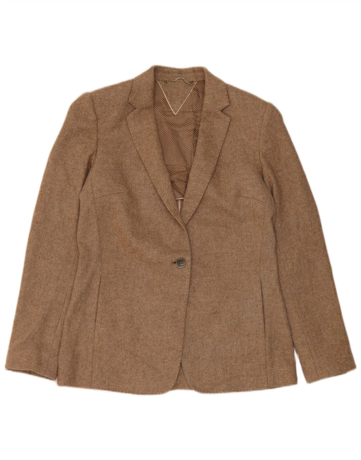 Massimo Dutti Damen 1-Knopf-Blazerjacke UK 12 Mittelbeige