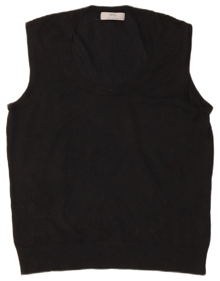 Marks & Spencer Damen Weste Tank Top UK 16 Large Schwarz Viskose