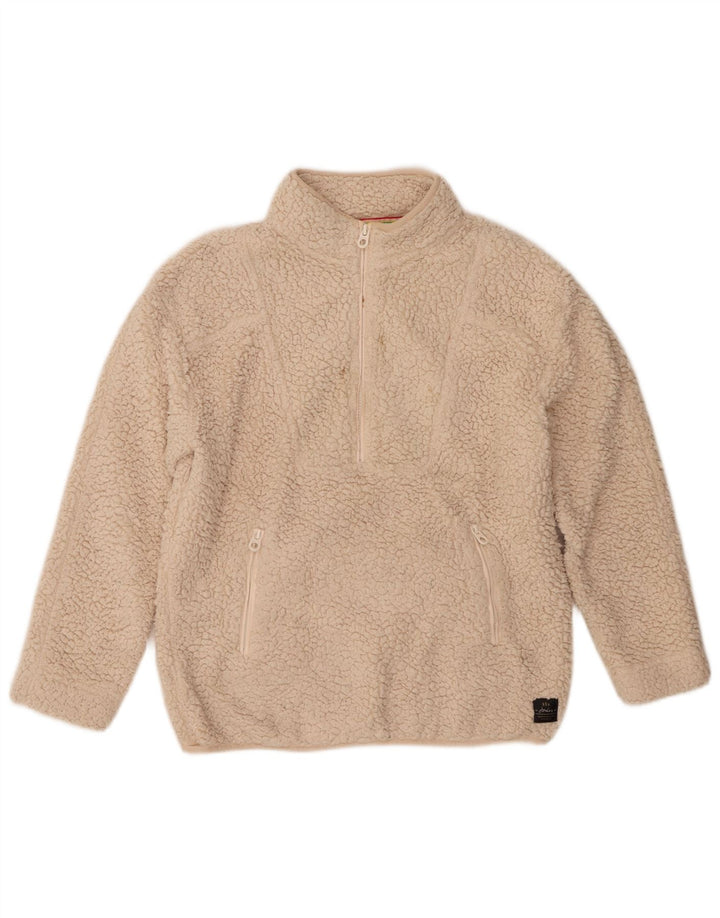 Joules Damen-Oversize-Fleecepullover mit Reißverschluss am Hals, Gr. 8, Beige, Polyester