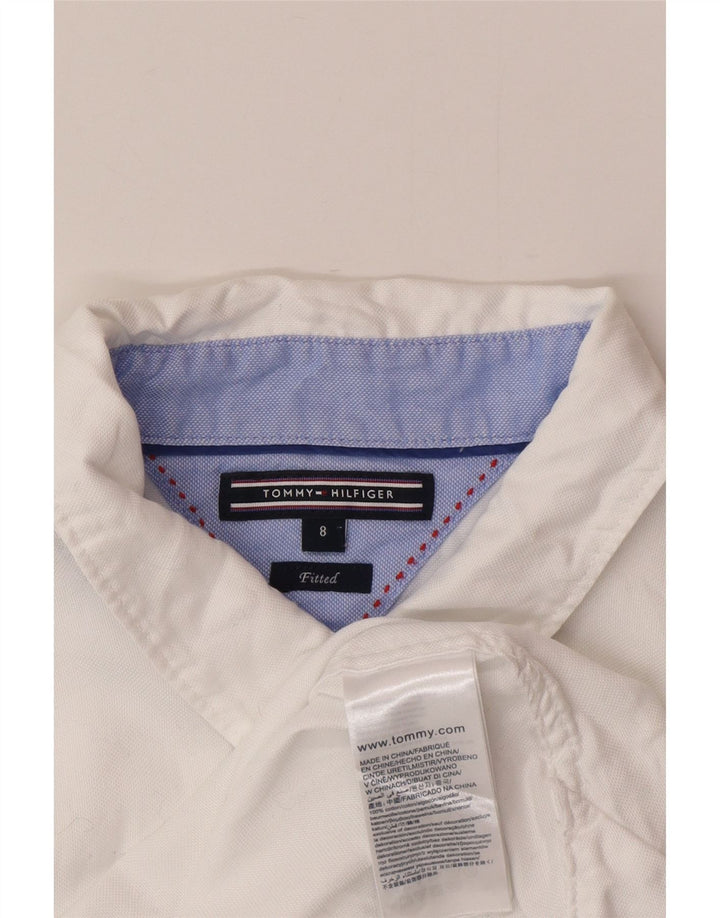 Tommy Hilfiger Damen-Hemd, tailliert, US 8, mittelweiße Baumwolle