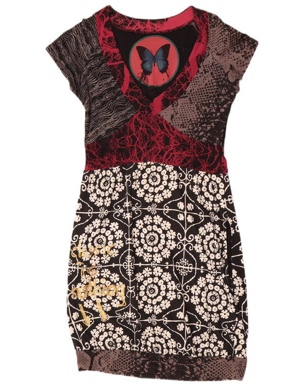 Desigual Damen Graphic Etuikleid UK 12 Medium Mehrfarbig mit Blumenmuster