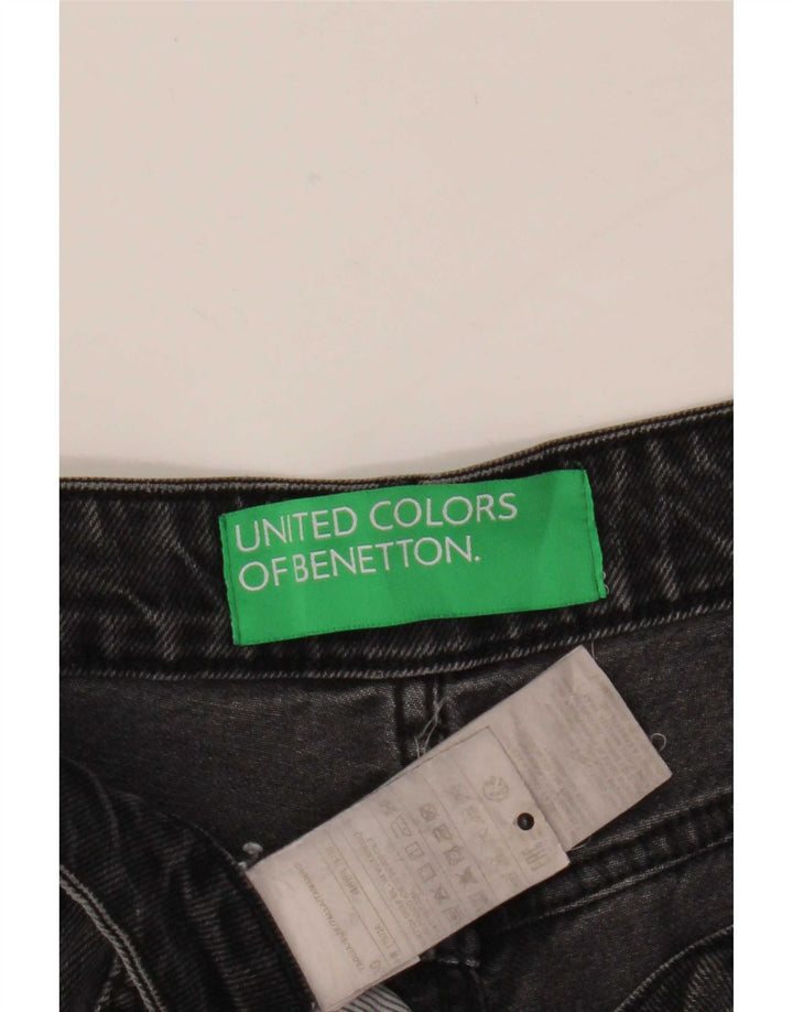 Benetton Damen Tapered Jeans W30 L27 Graue Baumwolle