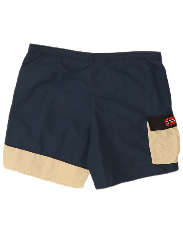 Napapijri Mens Graphic Swimming Shorts Large Navy Blue Colourblock Nylon