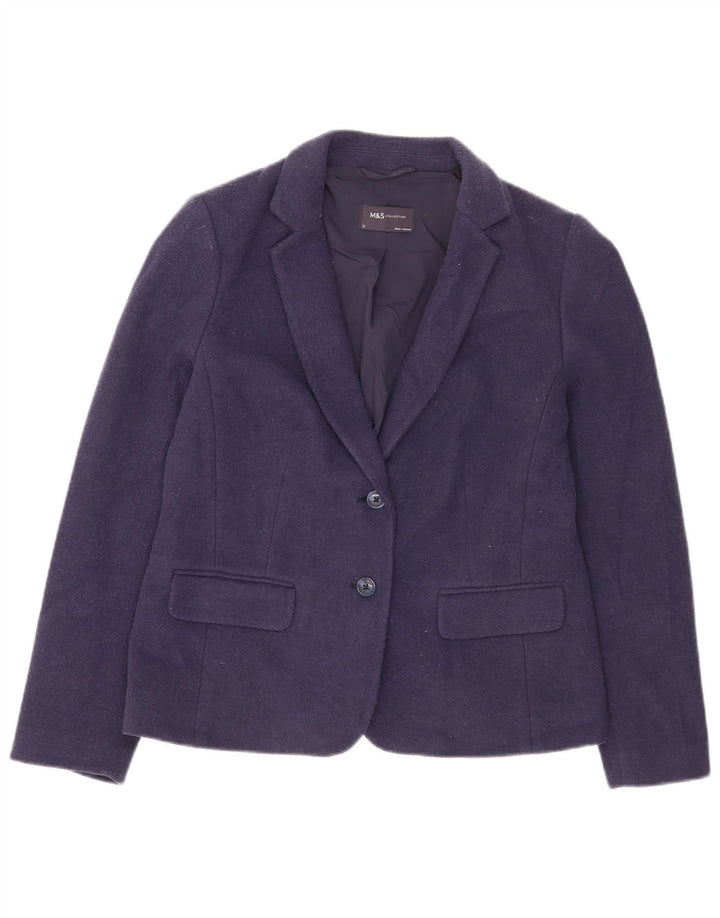 Marks & Spencer Damen-Blazerjacke mit 2 Knöpfen, Größe UK 12, mittleres Marineblau