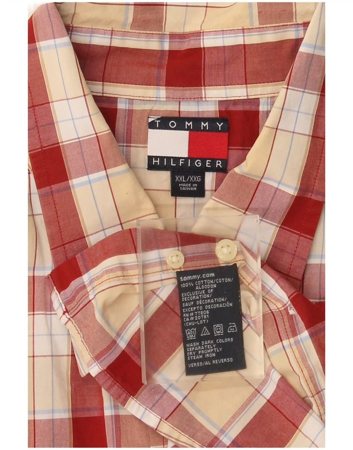 Tommy Hilfiger Herren Kurzarmhemd 2XL rot kariert Baumwolle