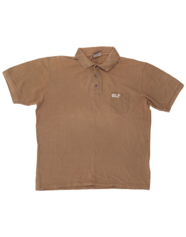 Jack Wolfskin Herren Poloshirt UK 40/42 Large Beige Baumwolle