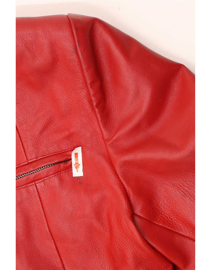 Vintage Damen Crop Lederjacke UK 18 XL Rot