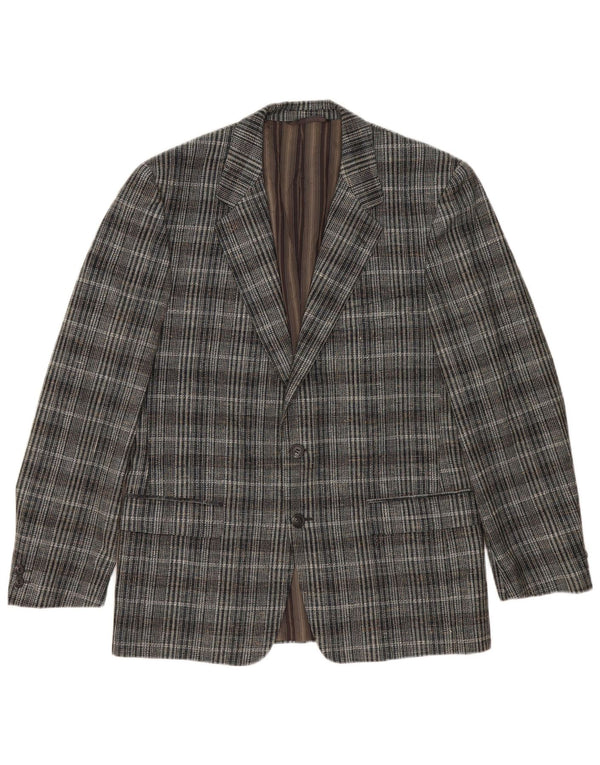 Vintage Herren 2-Knopf-Blazerjacke UK 38 Mittelgrau kariert