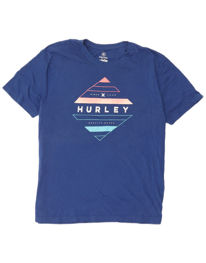 Hurley Herren-T-Shirt mit Grafik, Größe L, aus blauer Baumwolle