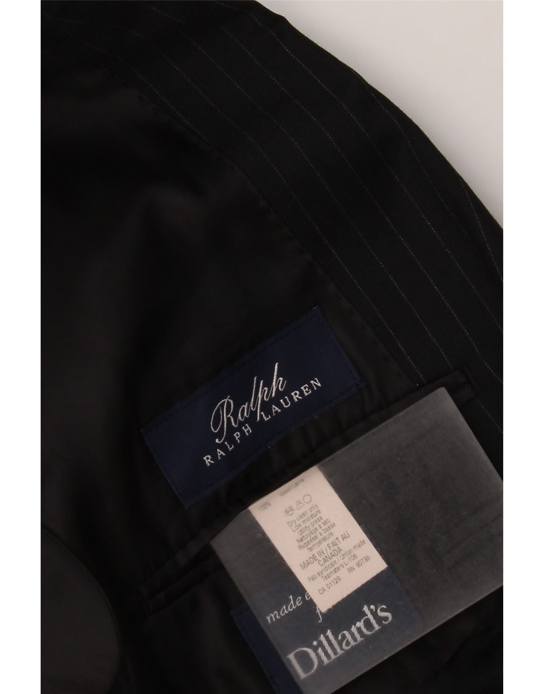 Ralph Lauren Herren-Blazer mit 2 Knöpfen, UK 40, mittelschwarz, Nadelstreifenwolle