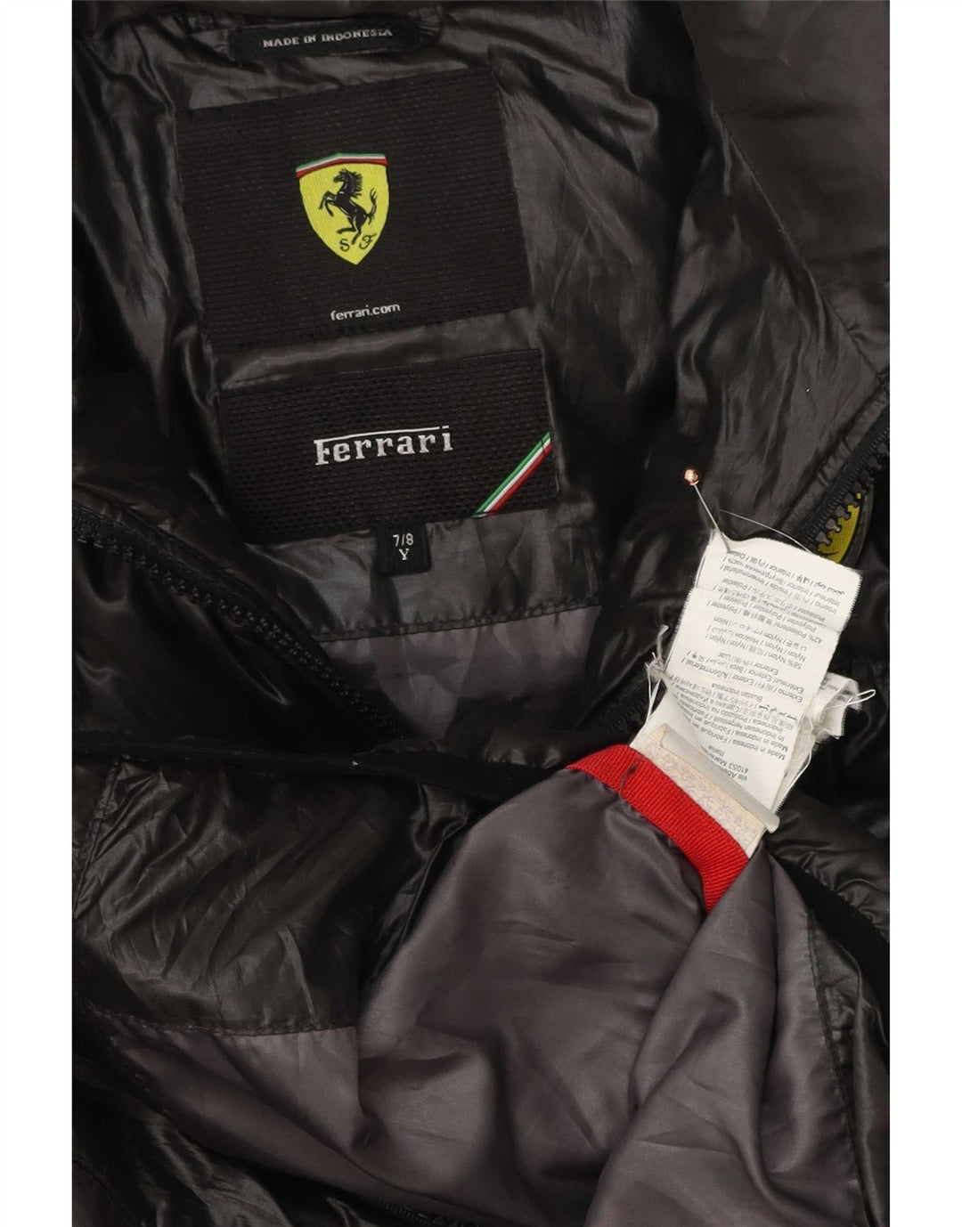 Ferrari Wattierte Jacke für Jungen, 7–8 Jahre, schwarzes Nylon