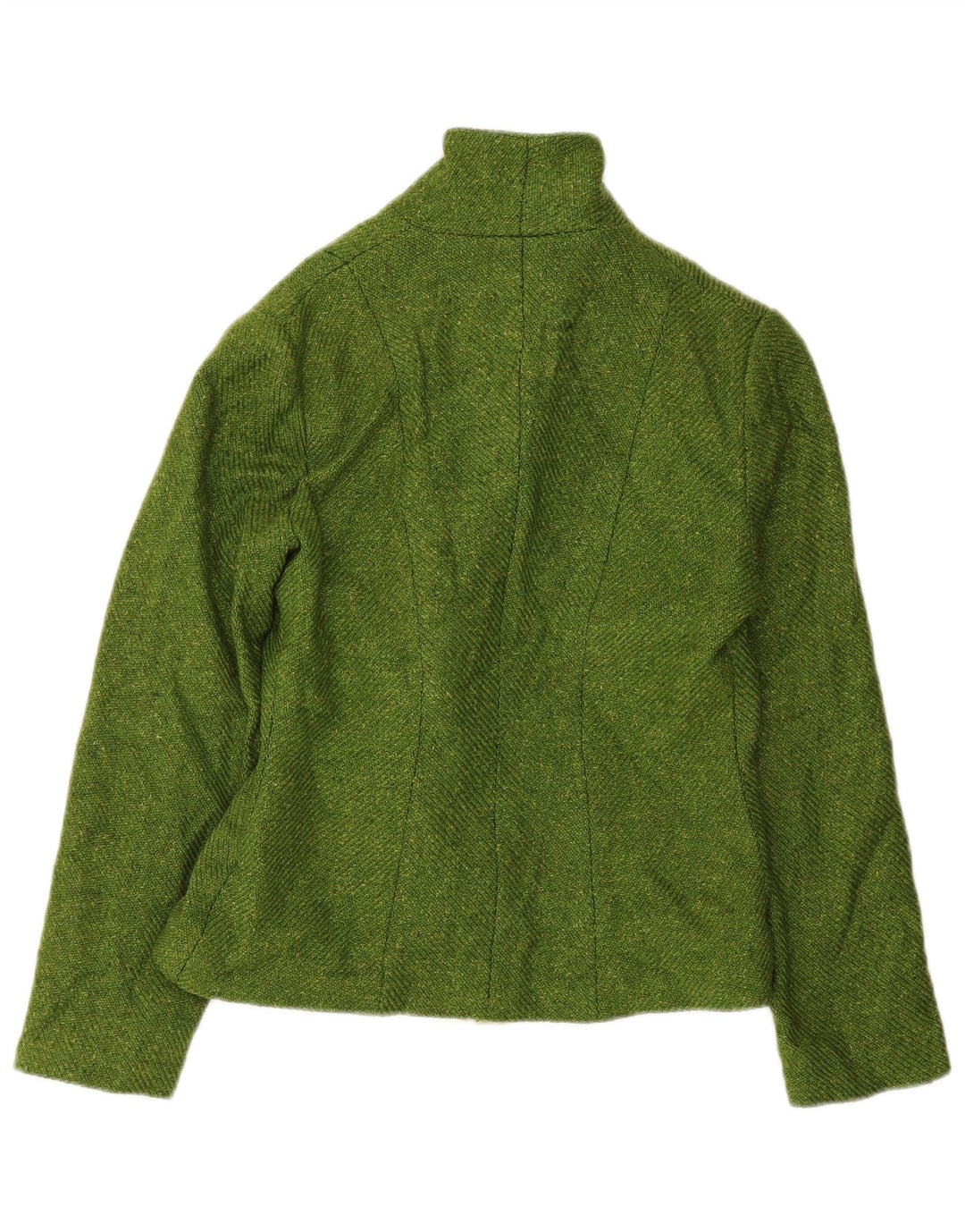 Vintage Damen-Blazerjacke mit Vorderkrawatte, IT 42, mittelgrüne Wolle
