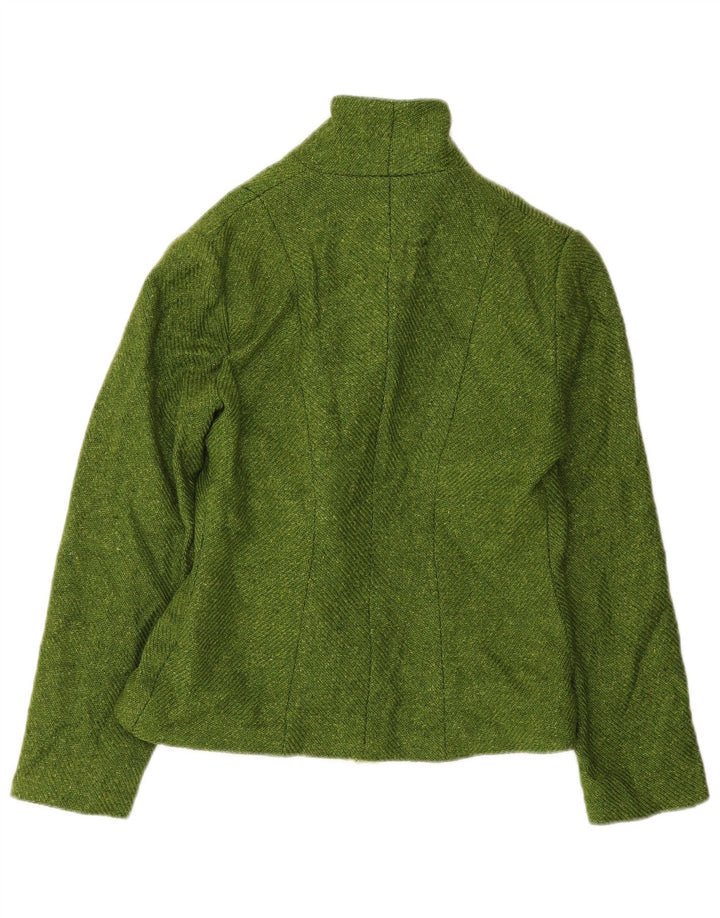 Vintage Damen-Blazerjacke mit Vorderkrawatte, IT 42, mittelgrüne Wolle