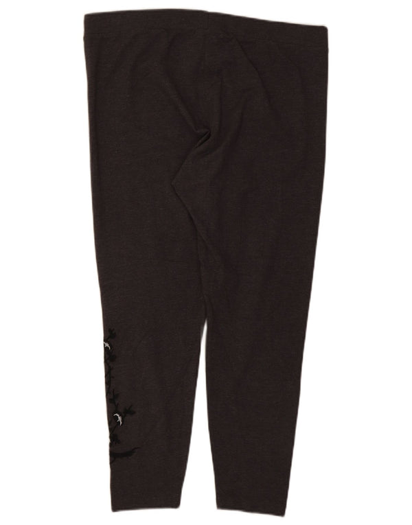 Marks & Spencer Damen Crop Leggings UK 18 XL Grau geblümte Baumwolle