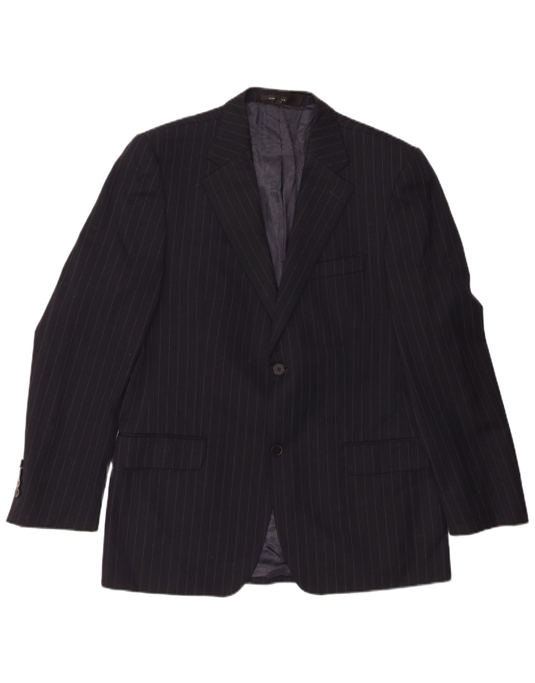 Zara Herren-Blazer mit 2 Knöpfen, EU 50, mittelschwarze Nadelstreifenwolle
