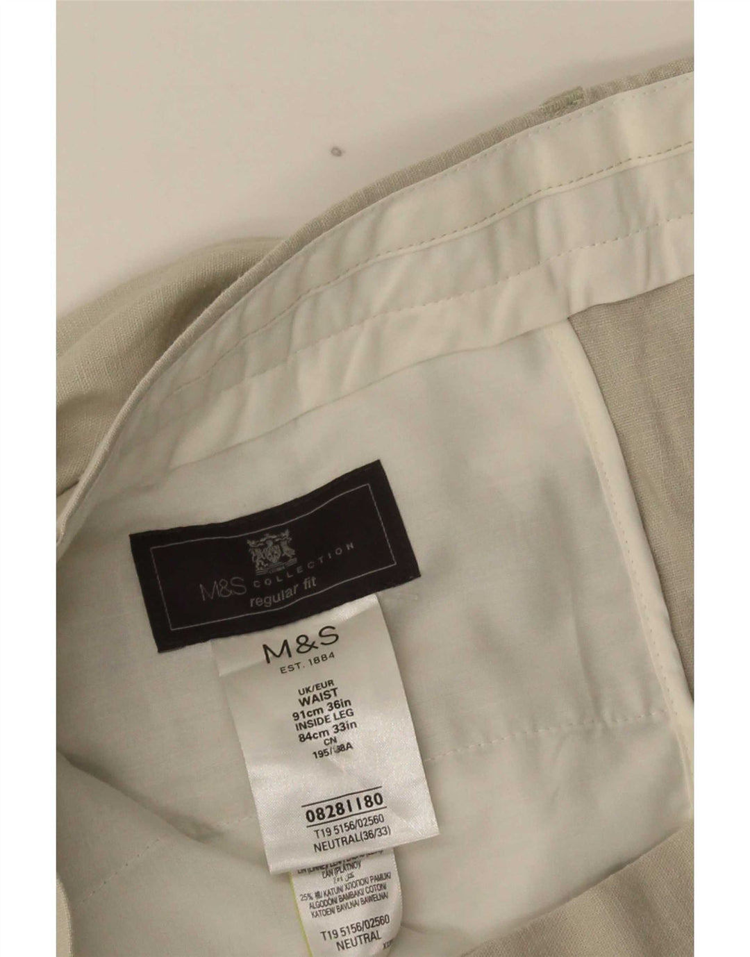Marks & Spencer Herren-Chinohose mit normaler Passform, W36, L33, Beige, Flachs