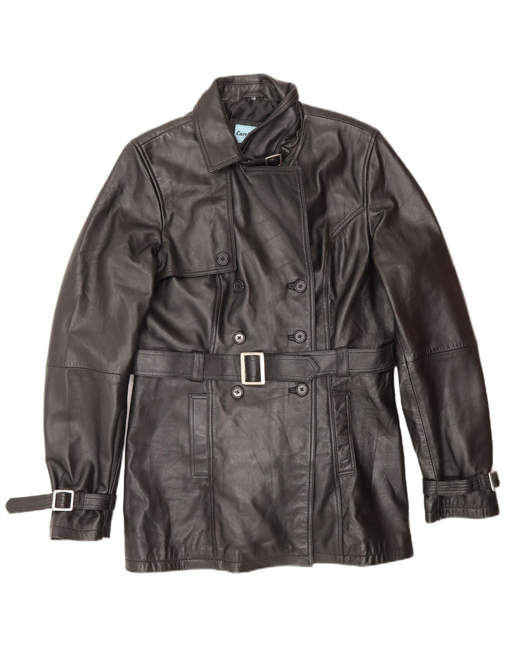 CARRIE HOXTON Damen Zweireihige Jacke UK 18 XL Schwarzes Leder