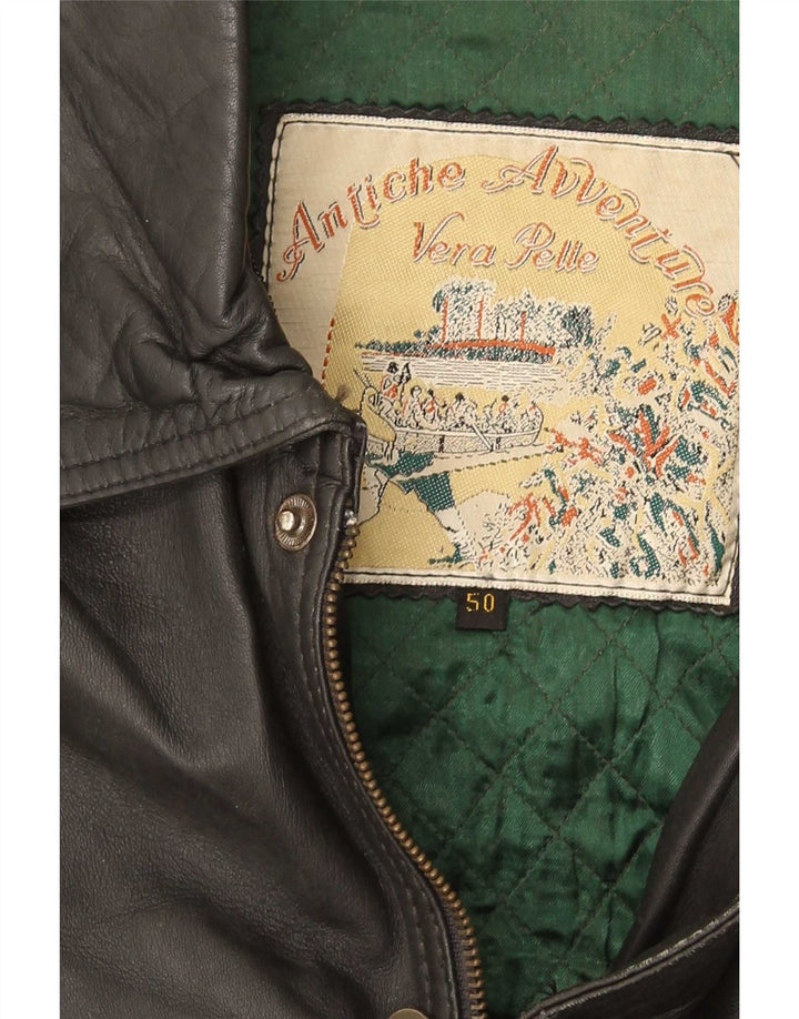 Vintage Herren Lederjacke IT 50 Großes schwarzes Leder