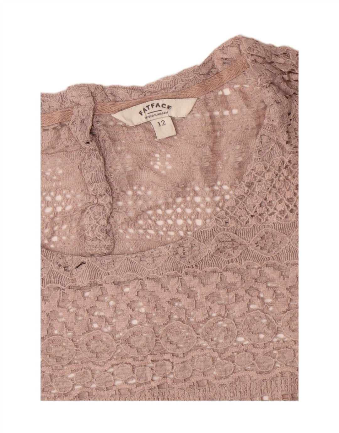 Fat Face Häkelblusenoberteil für Damen, UK 12, mittelbeige Baumwolle