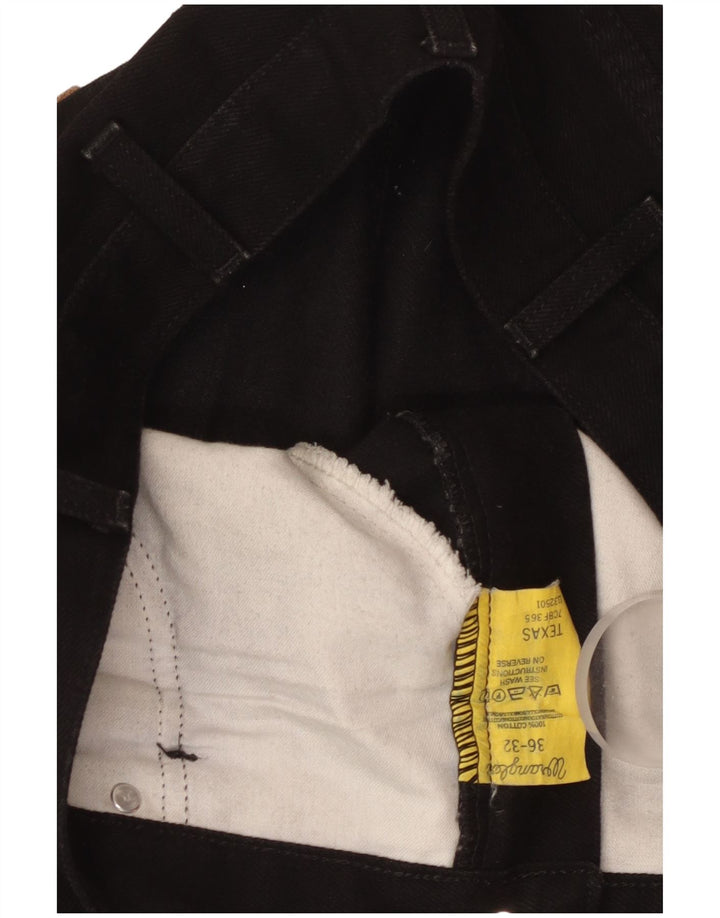 WRANGLER Herren Texas Straight Jeans W36 L32 Schwarze Baumwolle